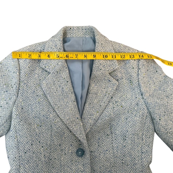 Talbots Wool Herringbone Blue Speckled Tweed Blazer size SM *See Measurements* - Picture 8 of 11